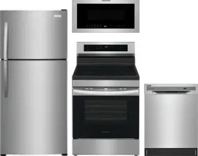 4 Piece Package Includes Refrigerator, Range, Microwave And Dishwasher