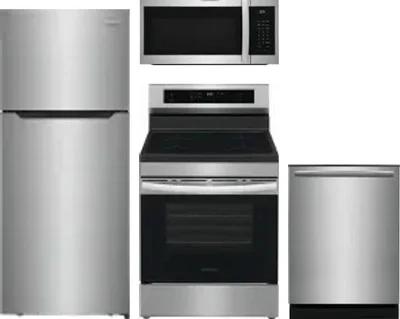 4 Piece Package Includes Refrigerator, Range, Microwave And Dishwasher
