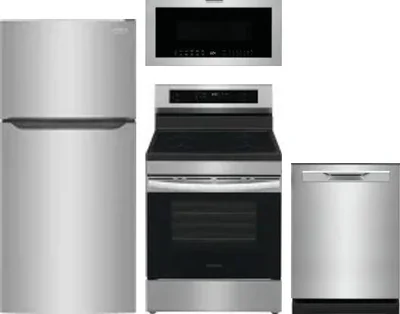 4 Piece Package Includes Refrigerator, Range, Microwave And Dishwasher