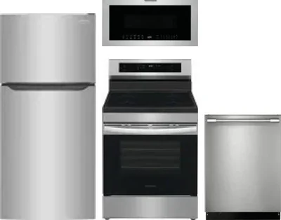 4 Piece Package Includes Refrigerator, Range, Microwave And Dishwasher
