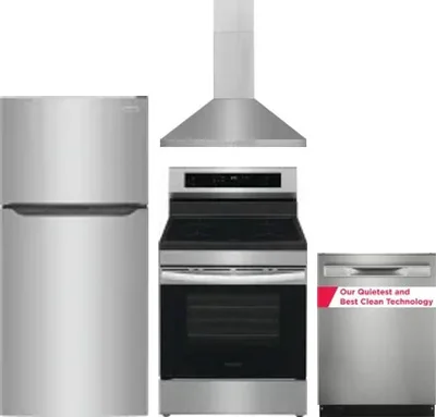 4 Piece Package Includes Refrigerator, Range, Hood And Dishwasher