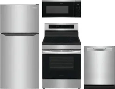4 Piece Package Includes Refrigerator, Range, Microwave And Dishwasher