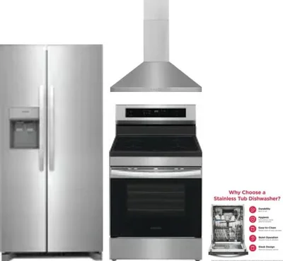 4 Piece Package Includes Refrigerator, Range, Hood And Dishwasher