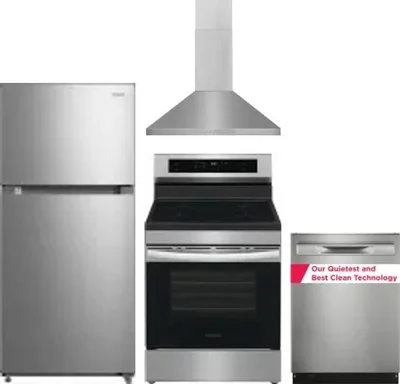4 Piece Package Includes Refrigerator, Range, Hood And Dishwasher