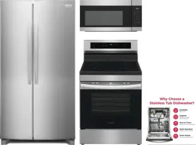 4 Piece Package Includes Refrigerator, Range, Microwave And Dishwasher