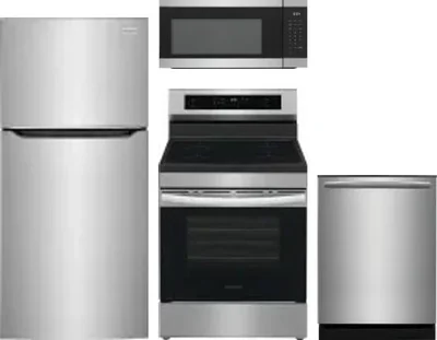 4 Piece Package Includes Refrigerator, Range, Microwave And Dishwasher