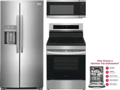 4 Piece Package Includes Refrigerator, Range, Microwave And Dishwasher