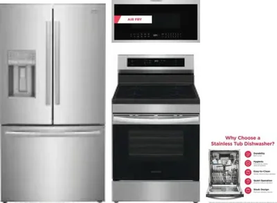 4 Piece Package Includes Refrigerator, Range, Microwave And Dishwasher