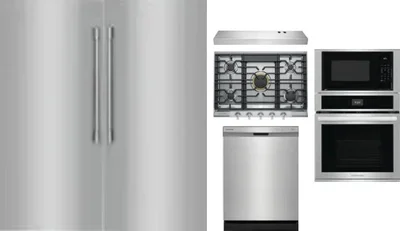 6 Piece Package Includes Refrigerator, Freezer, Cooktop, Wall Oven, Hood And Dishwasher