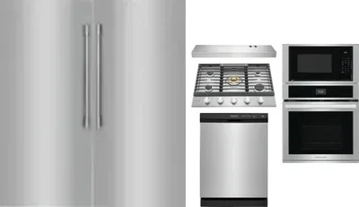 6 Piece Package Includes Refrigerator, Freezer, Cooktop, Wall Oven, Hood And Dishwasher