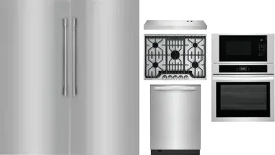 6 Piece Package Includes Refrigerator, Freezer, Cooktop, Wall Oven, Hood And Dishwasher