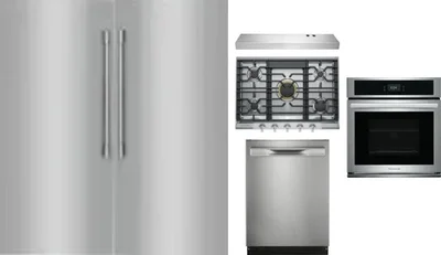 6 Piece Package Includes Refrigerator, Freezer, Cooktop, Wall Oven, Hood And Dishwasher
