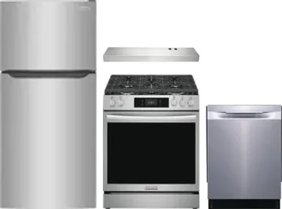 4 Piece Package Includes Refrigerator, Range, Hood And Dishwasher