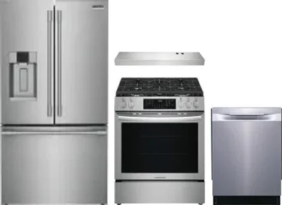 4 Piece Package Includes Refrigerator, Range, Hood And Dishwasher