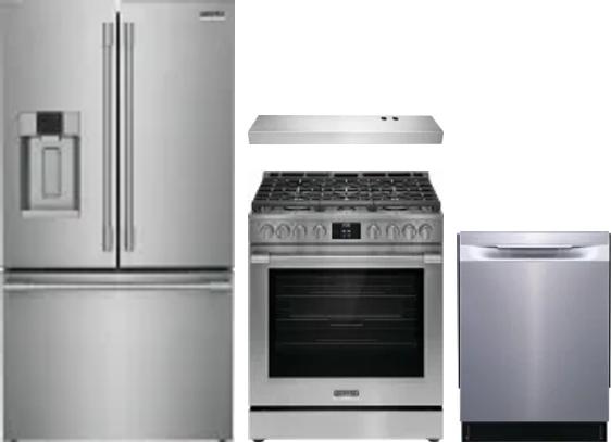 4 Piece Package Includes Refrigerator, Range, Hood And Dishwasher