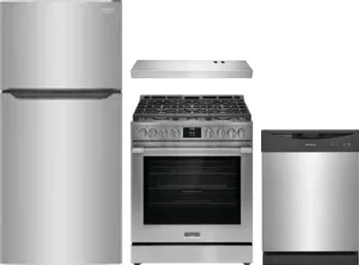 4 Piece Package Includes Refrigerator, Range, Hood And Dishwasher