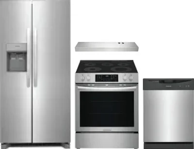 4 Piece Package Includes Refrigerator, Range, Hood And Dishwasher