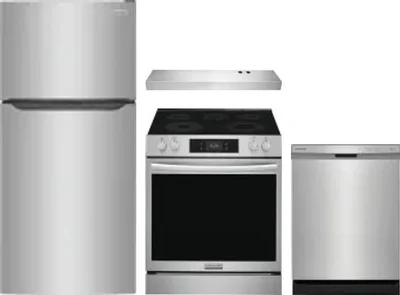 4 Piece Package Includes Refrigerator, Range, Hood And Dishwasher