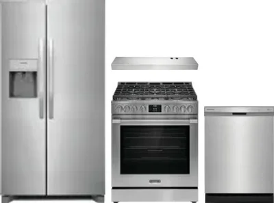 4 Piece Package Includes Refrigerator, Range, Hood And Dishwasher