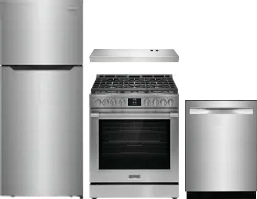 4 Piece Package Includes Refrigerator, Range, Hood And Dishwasher