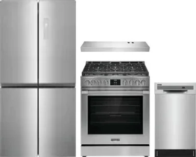 4 Piece Package Includes Refrigerator, Range, Hood And Dishwasher