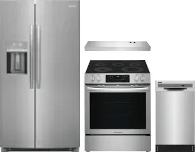 4 Piece Package Includes Refrigerator, Range, Hood And Dishwasher