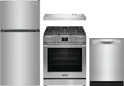 4 Piece Package Includes Refrigerator, Range, Hood And Dishwasher