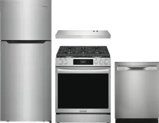4 Piece Package Includes Refrigerator, Range, Hood And Dishwasher