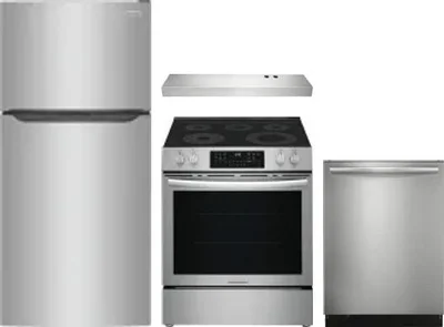 4 Piece Package Includes Refrigerator, Range, Hood And Dishwasher