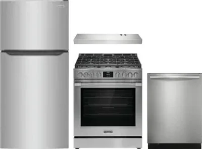 4 Piece Package Includes Refrigerator, Range, Hood And Dishwasher
