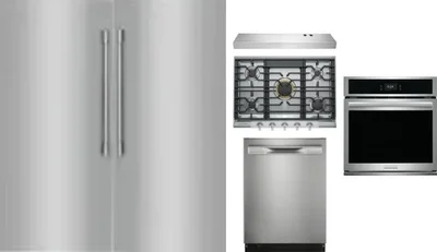 6 Piece Package Includes Refrigerator, Freezer, Cooktop, Wall Oven, Hood And Dishwasher