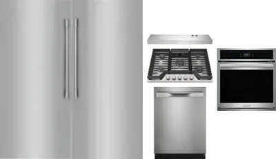 6 Piece Package Includes Refrigerator, Freezer, Cooktop, Wall Oven, Hood And Dishwasher