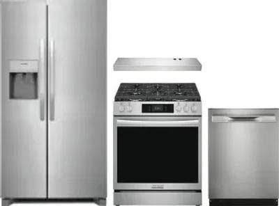 4 Piece Package Includes Refrigerator, Range, Hood And Dishwasher