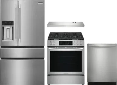 4 Piece Package Includes Refrigerator, Range, Hood And Dishwasher