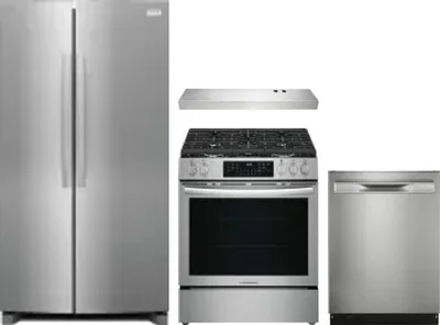 4 Piece Package Includes Refrigerator, Range, Hood And Dishwasher