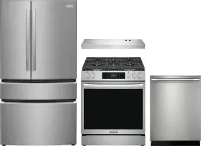 4 Piece Package Includes Refrigerator, Range, Hood And Dishwasher