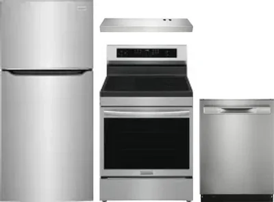 4 Piece Package Includes Refrigerator, Range, Hood And Dishwasher