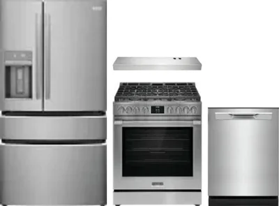 4 Piece Package Includes Refrigerator, Range, Hood And Dishwasher