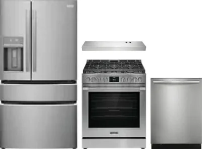 4 Piece Package Includes Refrigerator, Range, Hood And Dishwasher