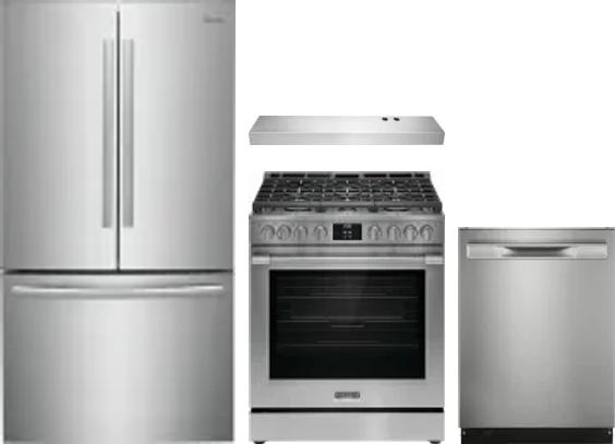4 Piece Package Includes Refrigerator, Range, Hood And Dishwasher