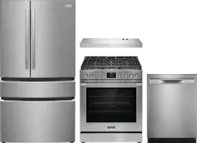 4 Piece Package Includes Refrigerator, Range, Hood And Dishwasher