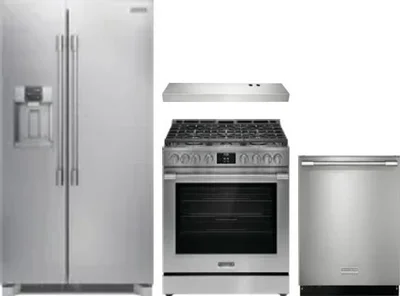 4 Piece Package Includes Refrigerator, Range, Hood And Dishwasher
