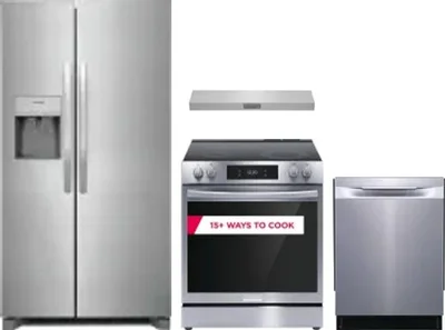 4 Piece Package Includes Refrigerator, Range, Hood And Dishwasher