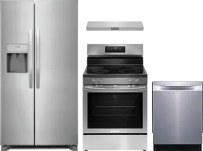 4 Piece Package Includes Refrigerator, Range, Hood And Dishwasher