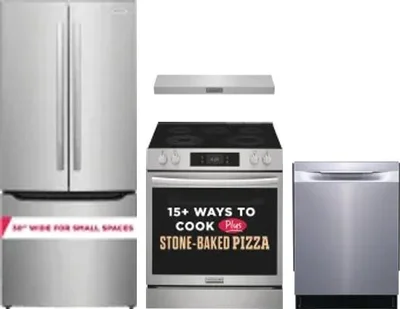 4 Piece Package Includes Refrigerator, Range, Hood And Dishwasher