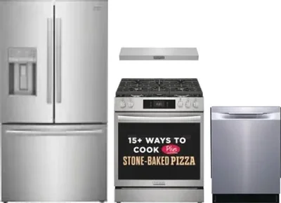 4 Piece Package Includes Refrigerator, Range, Hood And Dishwasher