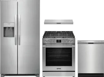 4 Piece Package Includes Refrigerator, Range, Hood And Dishwasher