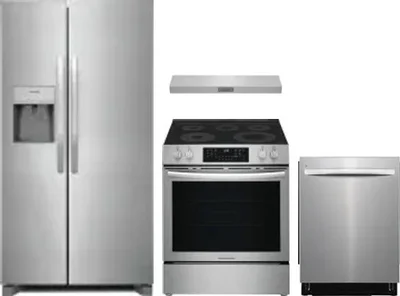 4 Piece Package Includes Refrigerator, Range, Hood And Dishwasher