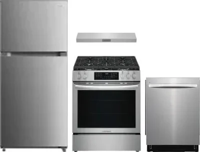 4 Piece Package Includes Refrigerator, Range, Hood And Dishwasher