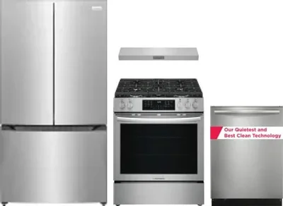 4 Piece Package Includes Refrigerator, Range, Hood And Dishwasher